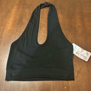 NWT HALARA Black Ribbed Halter top